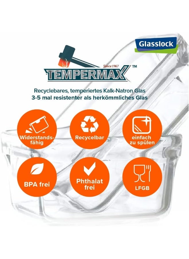 Glasslock - Glasslock Rp522 Square Oven Safe Food Glass Containers, 900-Ml - Image 1