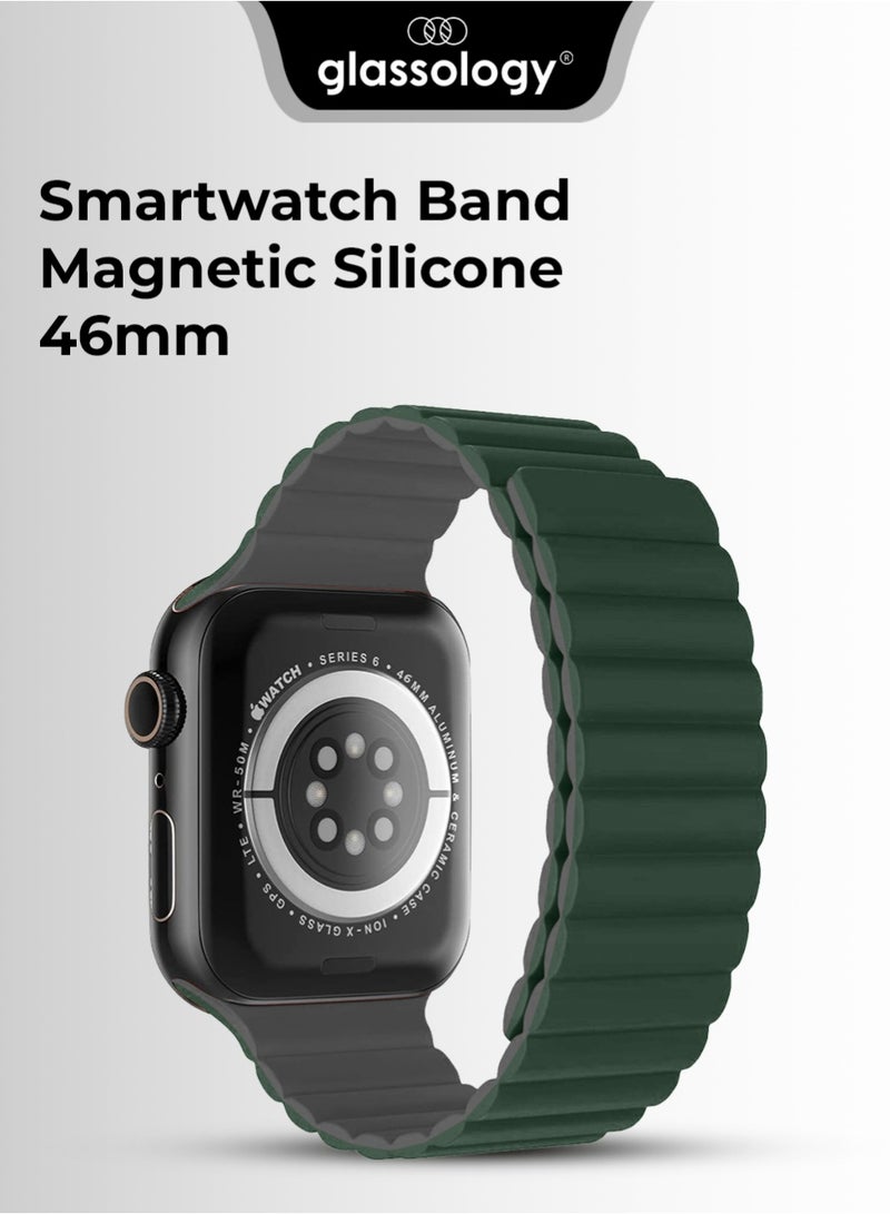 جلاسولوجي Smart Watch Band Magnetic Silicone 46 mm Green – Compatible with apple watch 42mm/44mm (Series 1–10) Stylish, Durable, and Secure Replacement Strap - Image 1