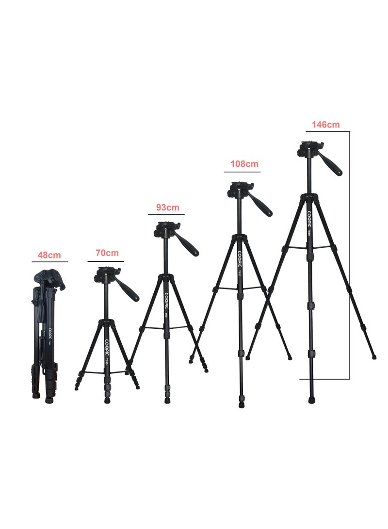 Coopic T690 Light weight Portable Aluminum Camera Tripod Maximum Height 146cm 57.48inch Compatible with Canon Nikon Sony DSLR Camera with Carry Case Load 3kg 6.60lb Load - Image 4