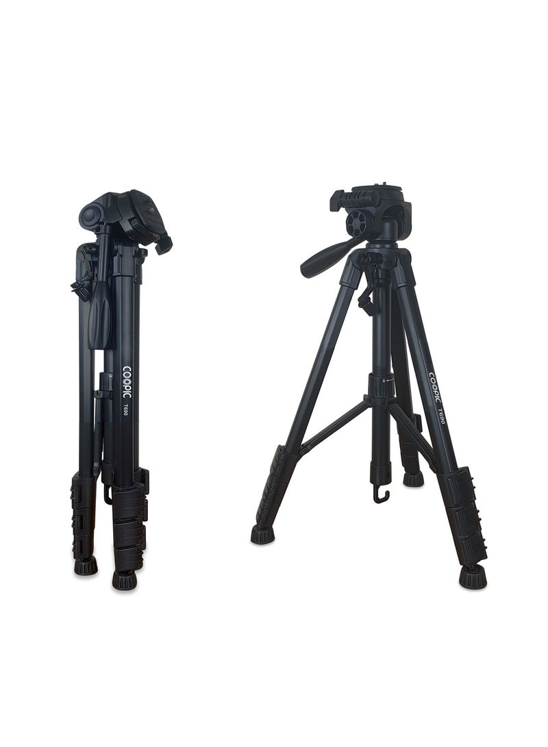 Coopic T690 Light weight Portable Aluminum Camera Tripod Maximum Height 146cm 57.48inch Compatible with Canon Nikon Sony DSLR Camera with Carry Case Load 3kg 6.60lb Load - Image 2
