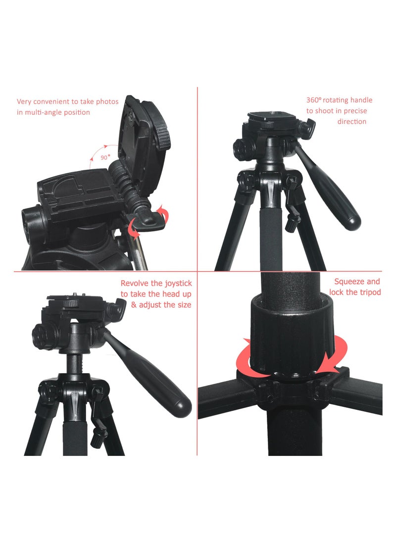 Coopic T690 Light weight Portable Aluminum Camera Tripod Maximum Height 146cm 57.48inch Compatible with Canon Nikon Sony DSLR Camera with Carry Case Load 3kg 6.60lb Load - Image 5