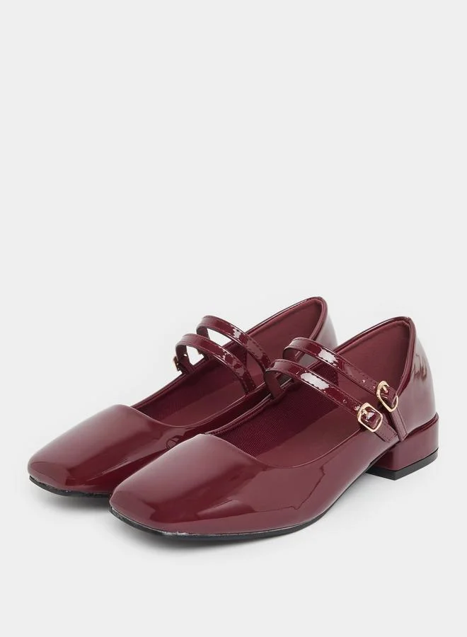 ستايلي Styli Plain Square Toe Buckle Strap Shoes