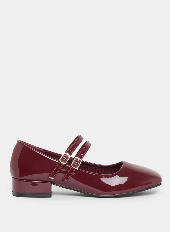 ستايلي Styli Plain Square Toe Buckle Strap Shoes