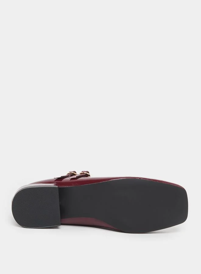 Styli Plain Square Toe Buckle Strap Shoes