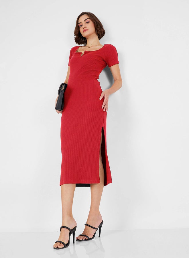 SASSAFRAS Ribbed Midi Dress  - Image 1