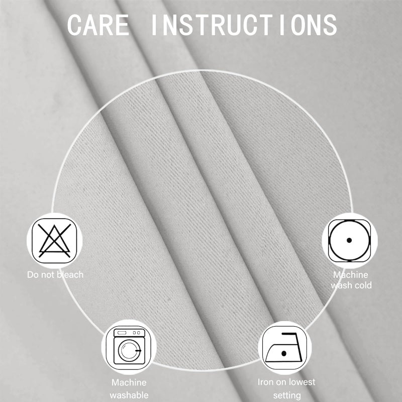 LEMOMO Blackout Curtains 52 x 90 Inch Long Light Grey Curtains Set of 2 Panels Room Darkening Curtains for Bedroom and Living Room - Image 4
