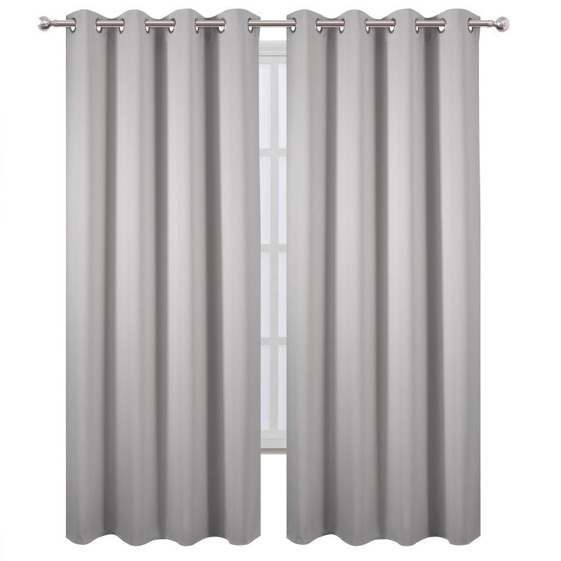 LEMOMO Blackout Curtains 52 x 90 Inch Long Light Grey Curtains Set of 2 Panels Room Darkening Curtains for Bedroom and Living Room - Image 2