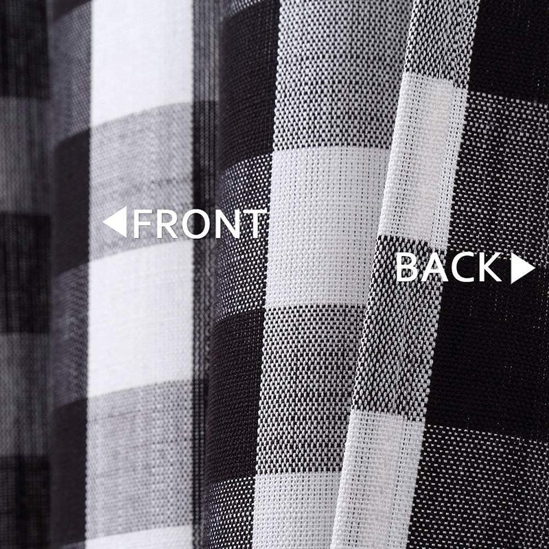 Bapawfish Buffalo Plaid Gingham Half Window Cafe Tier Curtains, Farmhouse Check Tiers Curtain for Kitchen Bathroom Living Room Window, 28" x 36", Black/White, Set of 2 - Image 5