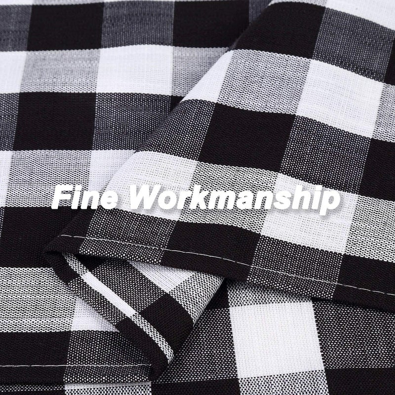 Bapawfish Buffalo Plaid Gingham Half Window Cafe Tier Curtains, Farmhouse Check Tiers Curtain for Kitchen Bathroom Living Room Window, 28" x 36", Black/White, Set of 2 - Image 4