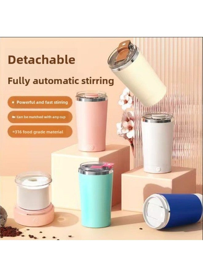 Detachable Magnetic Automatic Mixing Cup Coffee Cup Protein Powder Electric Stainless Steel Cup Lazy Water Cup Printing-Color:Pink-Capacity:Separate Base  - Image 1