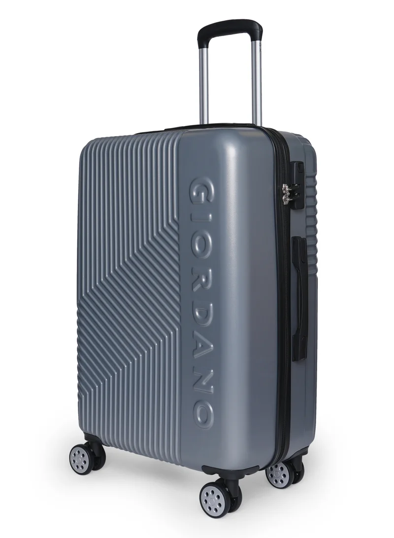 جيوردانو GIORDANO Logo Series Upgraded Luggage Set Silver, 3 Piece ABS Hard Shell Lightweight Durable 4 Double Wheels Suitcase Trolley Bag With Secure 3 Digits Number Lock. (20/24/28 INCH )