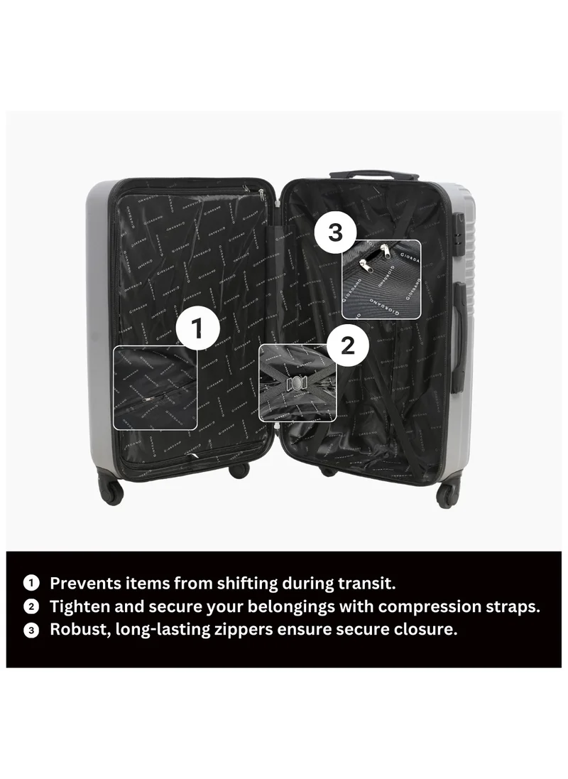 جيوردانو GIORDANO Logo Series Luggage Set Silver, 3 Piece ABS Hard Shell Lightweight Durable 4 Wheels Suitcase Trolley Bag With Secure 3 Digits Number Lock. (20/24/28 INCH )