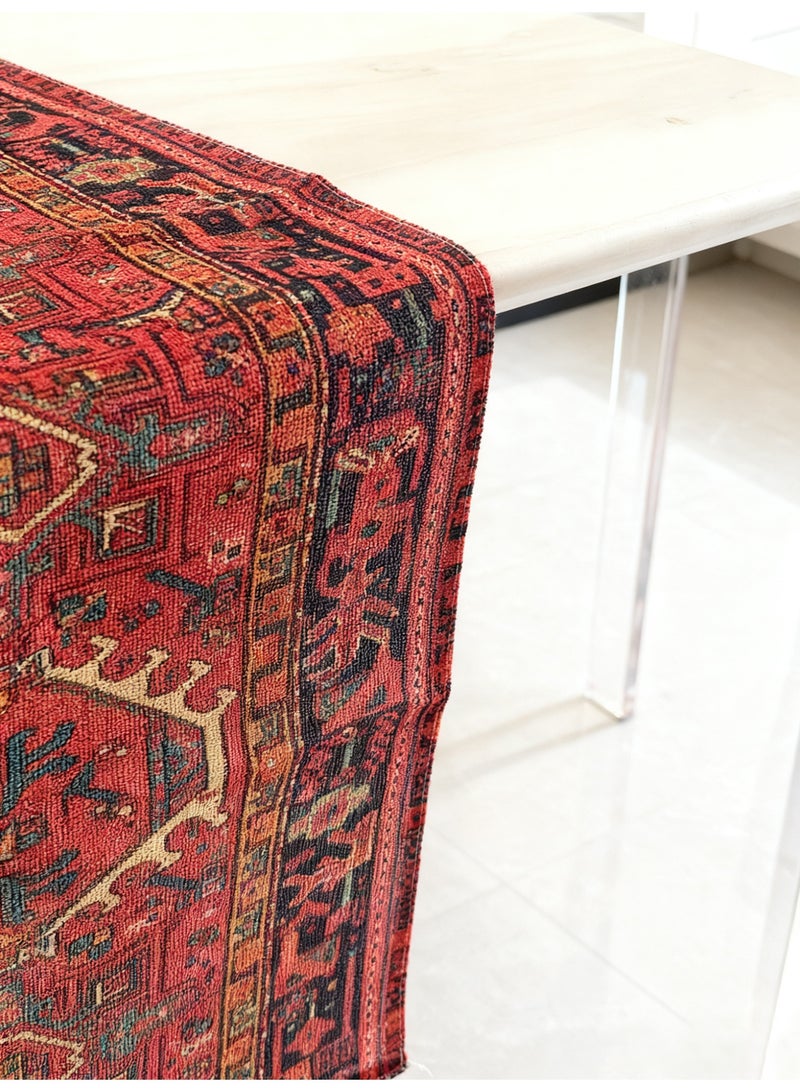 يولولاند مفرش طاولة أحمر على الطراز الفارسي، غطاء طاولة من الكتان بنمط عرقي، مقاس 33×230 سم، لديكور الطعام - Image 3