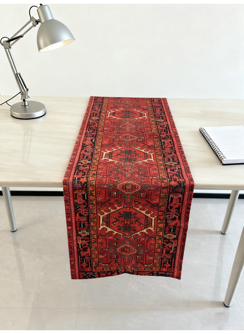 يولولاند مفرش طاولة أحمر على الطراز الفارسي، غطاء طاولة من الكتان بنمط عرقي، مقاس 33×230 سم، لديكور الطعام - Image 4