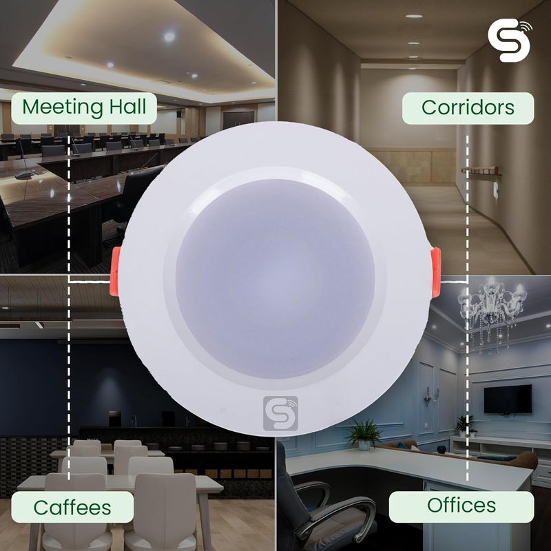 Esysense Inspire Sensing 10W Motion Sensor Downlight Auto OnOff Sensor Light Microwave Motion Detector Light Detection Range Up to 9m 6500K Colour Temperature ESYSENSE ESYL05EX10W - Image 3