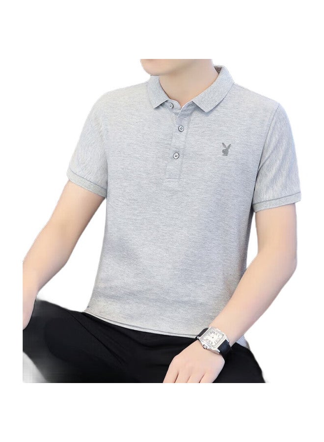 PLAYBOY Men'S Short Sleeve T-Shirt Summer Men'S Polo Undershirt Business Casual Top Men'S Clothing Gray 2Xl - Image 3