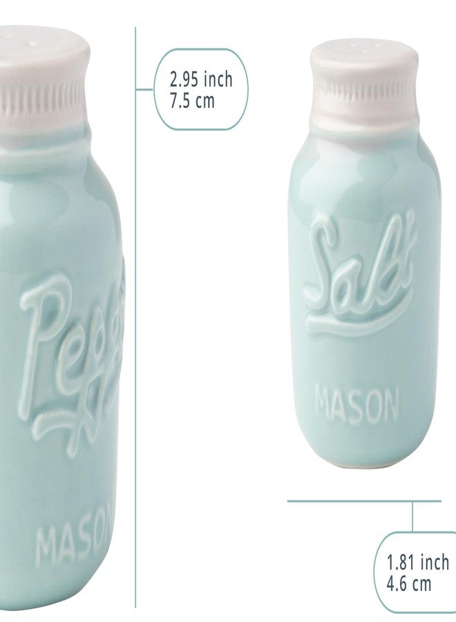 كومفيفي طقم هزازات ملح وفلفل من كومفيفي، مصنوع من السيراميك الأزرق الفاتح، بتصميم ريفي أنيق. - Image 2