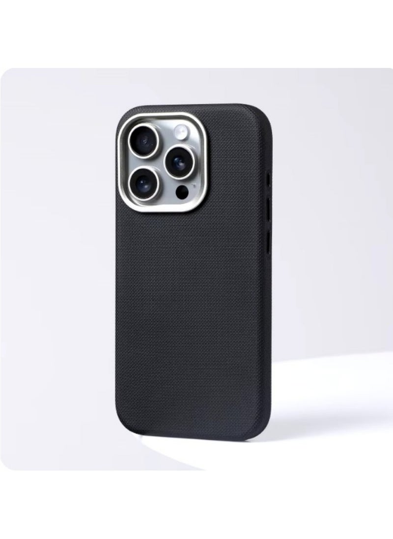ICARLUS - Luxury Metal Lens Frame Case for iPhone 15 Pro Max Magsafe Wireless Charger Magnetic Shockproof Cover Black - Image 1