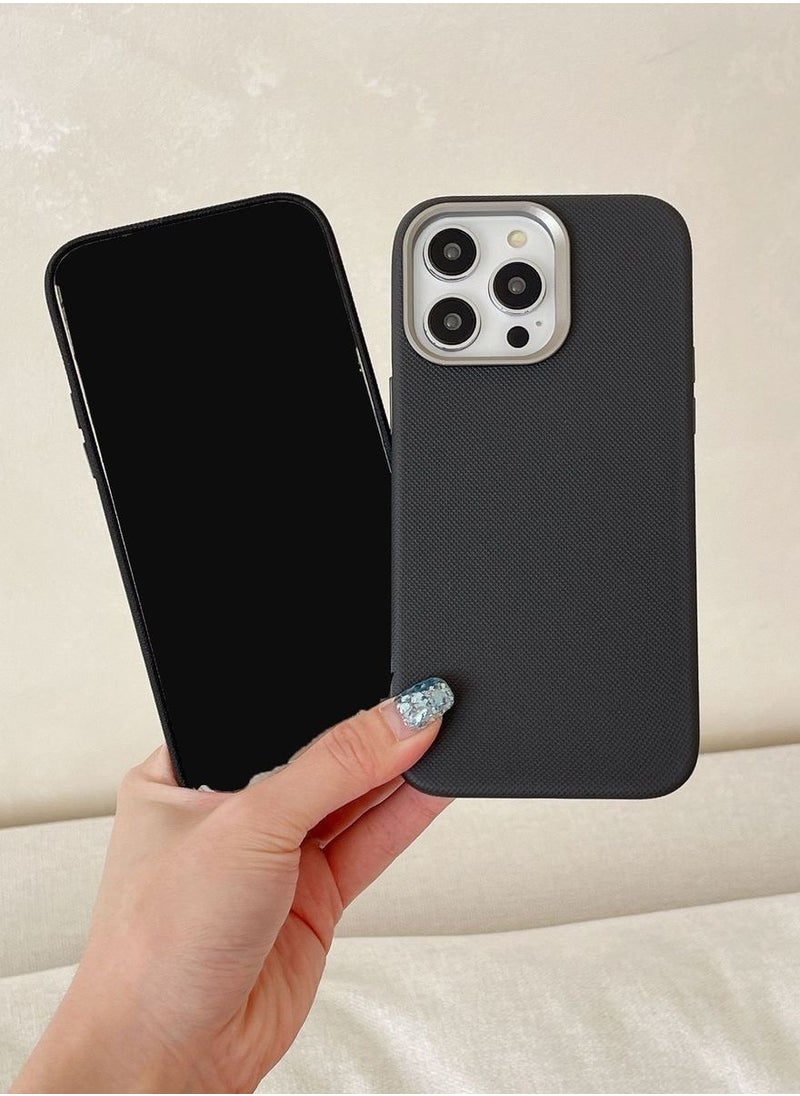 ICARLUS - Luxury Metal Lens Frame Case for iPhone 15 Pro Max Magsafe Wireless Charger Magnetic Shockproof Cover Black - Image 1