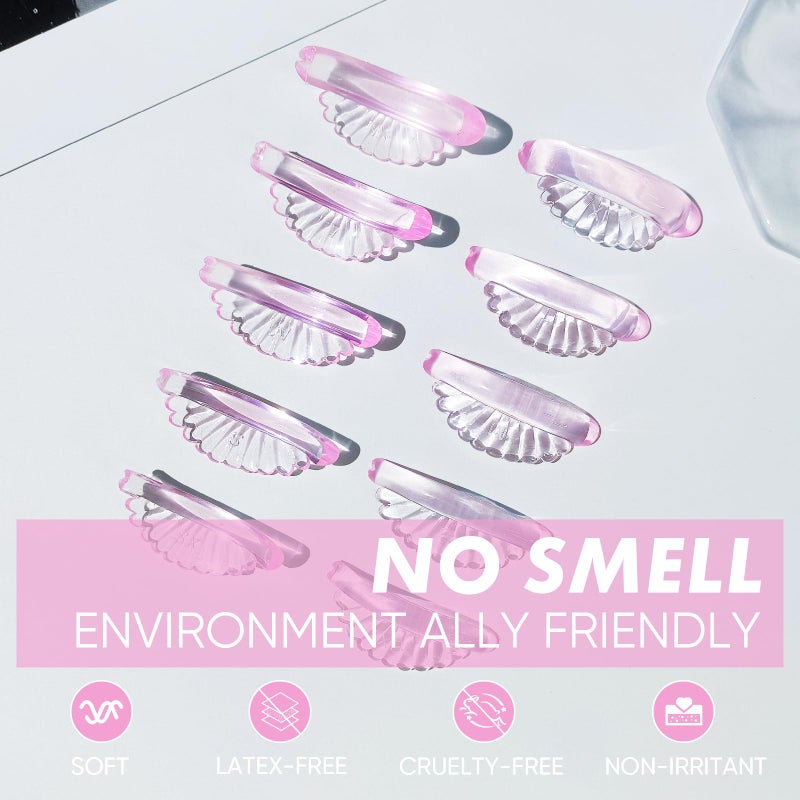 PERMANIA Lash Lift Rods, Self-Adhesive Super Soft 10 Pcs Shell Pink Lash Lift Pads Extreme Eyelash Curler Glueless - Image 4