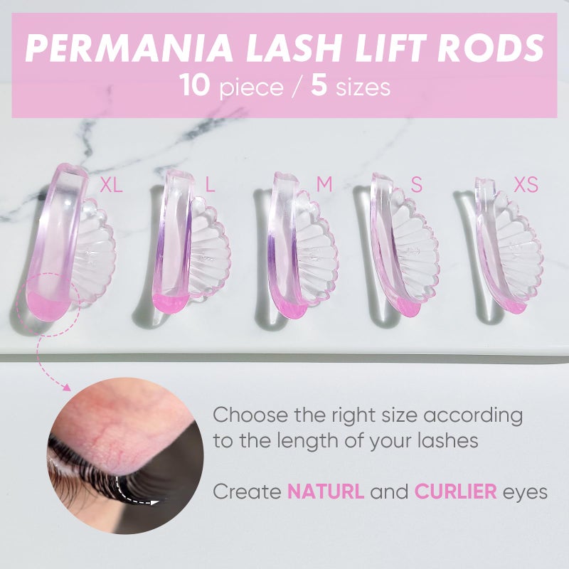 PERMANIA Lash Lift Rods, Self-Adhesive Super Soft 10 Pcs Shell Pink Lash Lift Pads Extreme Eyelash Curler Glueless - Image 3