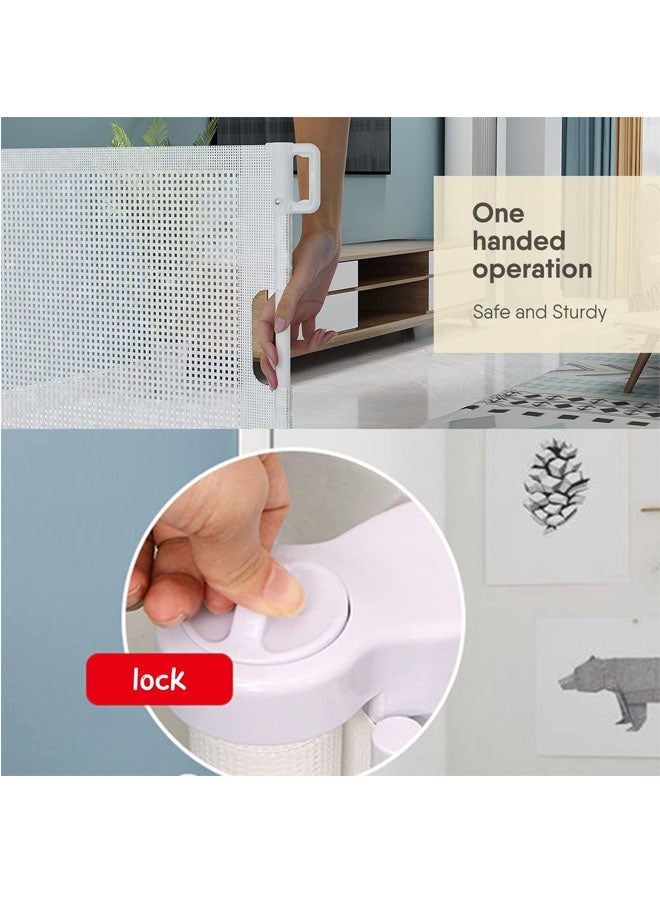 Retractable Baby Gate, Baby Gate for Smooth Wall No Drilling, Adjustable Width and Height, Pet Gate for Doorway, Staircase, Indoor, Outdoor (Grey 71 x 34) - Image 4