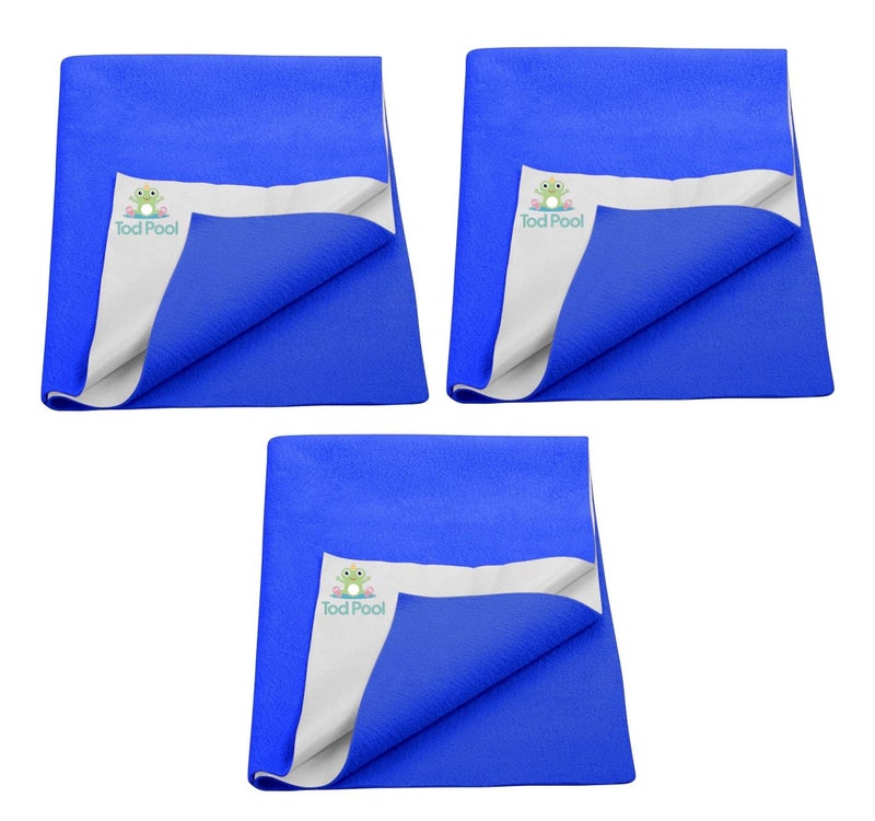 Tod PooL حامي سرير تويد بول القابل للتنفس | فليس مضاد للتقشر عالي الامتصاص قابل للغسل | ورقة مقاومة للماء سريعة الجفاف | ورقة حامي سرير للأطفال والبالغين (3، أزرق داكن، صغير (70x50 سم)) - Image 1