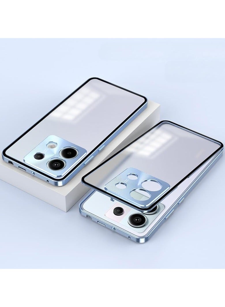 Case for Oppo Reno 13, one-sided Snap case with metal frame and translucent frosted back, metal drop protection case for Oppo Reno13