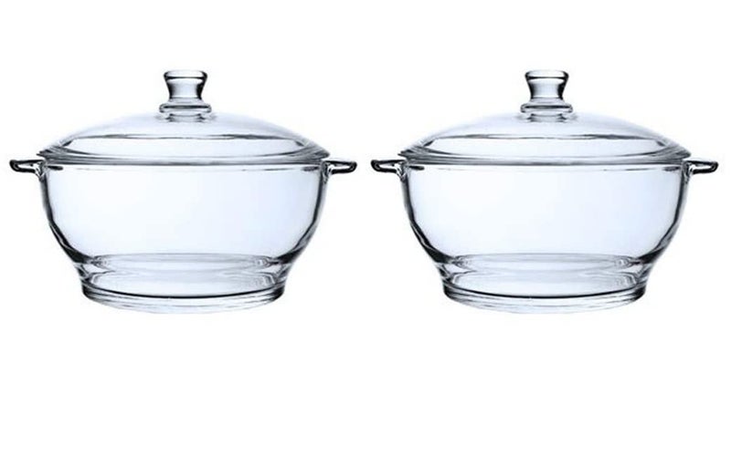 Kosh Borosilicate Glass Casserole Deep Round Oven and Microwave Safe Serving Bowl with Glass Lid (1000 ML - Pack of 2) - Image 1