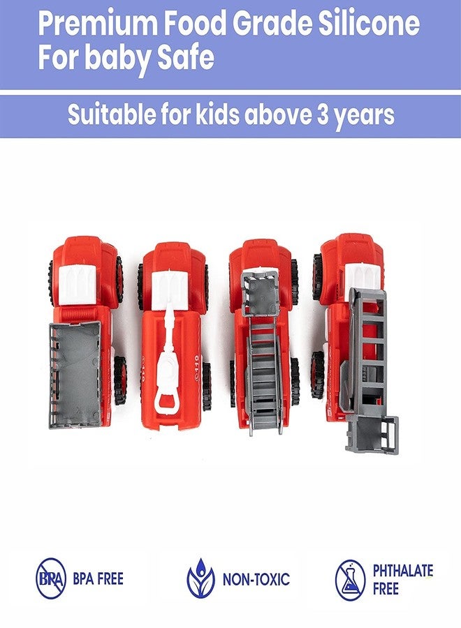 IndusBay® Pack of 4, Mini Friction Powered Fire Resuce Truck, Water Tanker, Fire Engine Rescue Truck, Slider Truck Toys, Red - Image 3