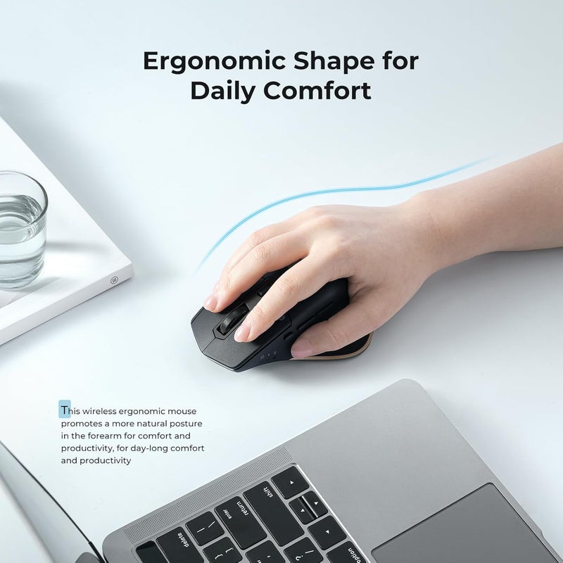 iClever Bluetooth Mouse MD172, Wireless Dual Mode(Bluetooth+USB), Multi-Devices Ergonomic with 5 Adjustable DPI and 7 Buttons, Rechargeable Silent Mice for Laptop/iPad/MacBook/Tablet/PC - Image 3