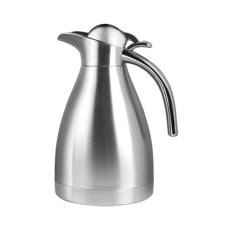 Teqooza 34 oz Food-grade Stainless Steel Thermal Carafe, Double Walled Vacuum Insulated Storage Pot with Press Button Top, 12+ Hrs Heat&Cold Retention for Coffee,Tea,Beverage, Silver (1.0L) - Image 1