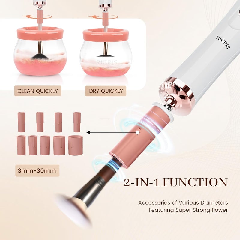 RICRIS Electric Makeup Brush Cleaner and Dryer Machine - Super Fast Clean and Dry Make Up Brushes - Automatic Cosmetic Brush Spinner Washer Tools - Image 2