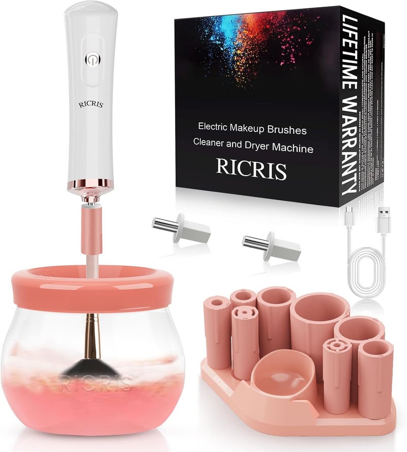 RICRIS Electric Makeup Brush Cleaner and Dryer Machine - Super Fast Clean and Dry Make Up Brushes - Automatic Cosmetic Brush Spinner Washer Tools - Image 1