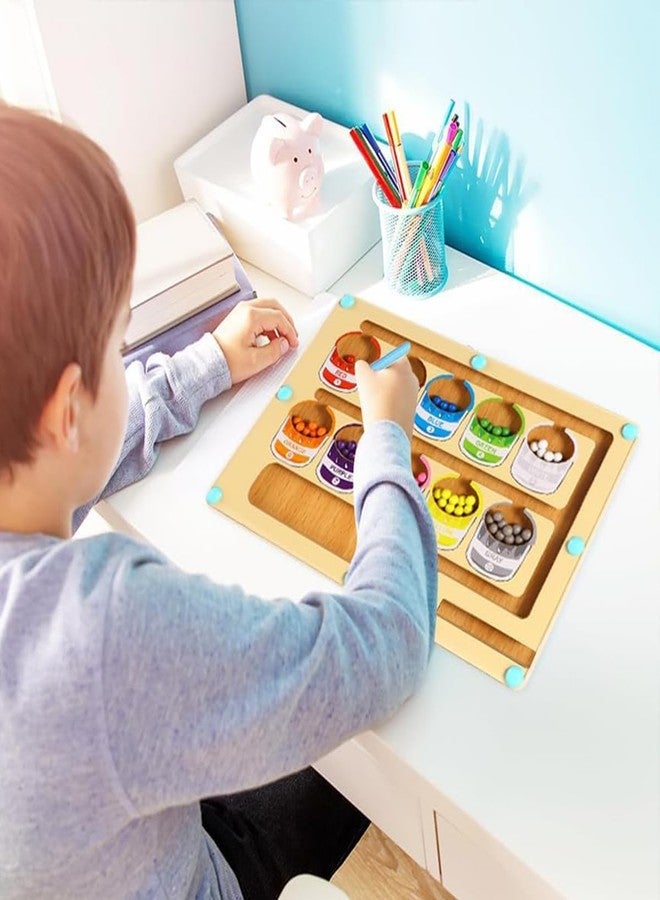 Space Enterprises Magnetic Color & Number Maze - Magnet Game Wooden Color Matching Learning Counting Puzzle Board - Fine Motor Skills Toys Number Maze Puzzle, Montessori Toys for 3+ Year Old - Image 4