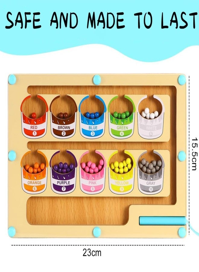 Space Enterprises Magnetic Color & Number Maze - Magnet Game Wooden Color Matching Learning Counting Puzzle Board - Fine Motor Skills Toys Number Maze Puzzle, Montessori Toys for 3+ Year Old - Image 2