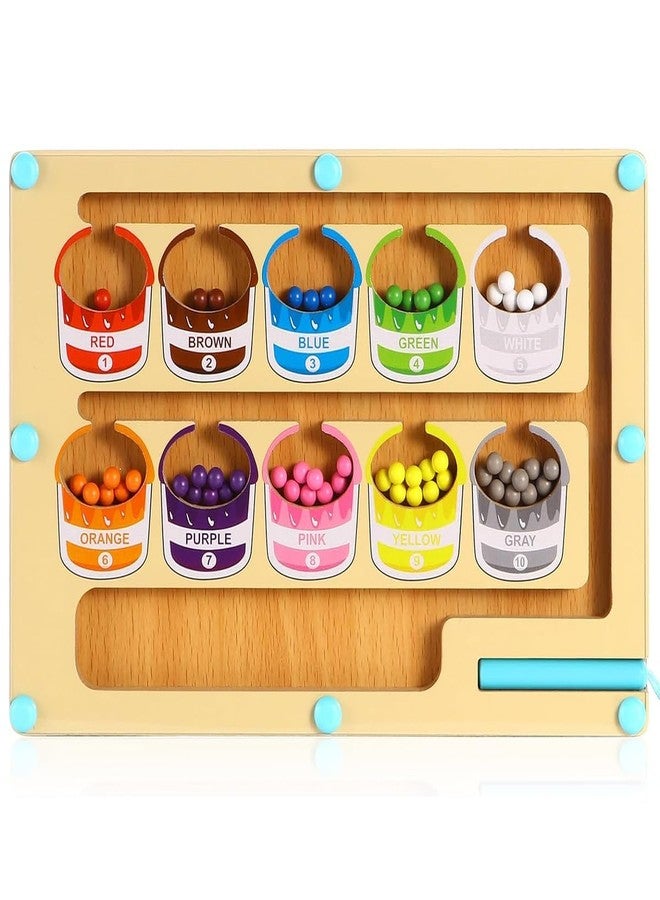 Space Enterprises Magnetic Color & Number Maze - Magnet Game Wooden Color Matching Learning Counting Puzzle Board - Fine Motor Skills Toys Number Maze Puzzle, Montessori Toys for 3+ Year Old - Image 1