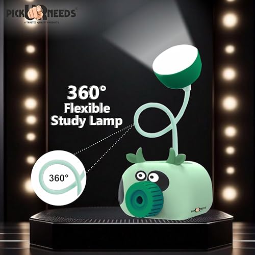 Pick Ur Needs Rechargeable Mini Study Table LED Desk Lamp Piggy Pen Holder Pencil Sharpening USB Charging Children's Eye Protection Night Light (Blue) - Image 3