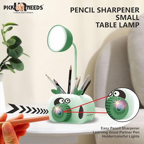 Pick Ur Needs Rechargeable Mini Study Table LED Desk Lamp Piggy Pen Holder Pencil Sharpening USB Charging Children's Eye Protection Night Light (Blue) - Image 4