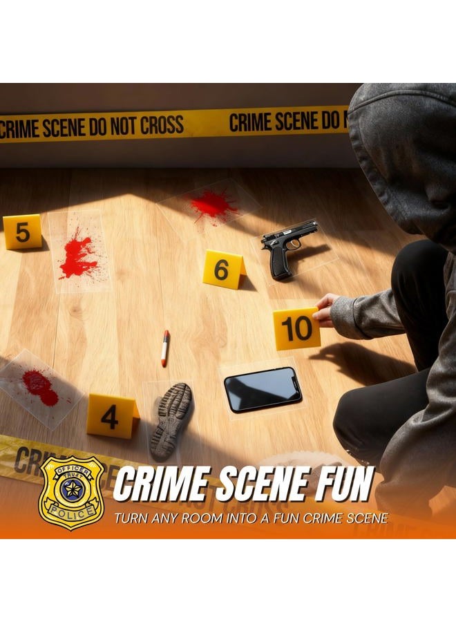 TAPIX Evidence Markers Crime Scene Kit - Includes 25 Evidence Markers Tents, 25 Crime Object Cards, 100ft Crime Scene Do Not Cross Barricade Tape - Image 5