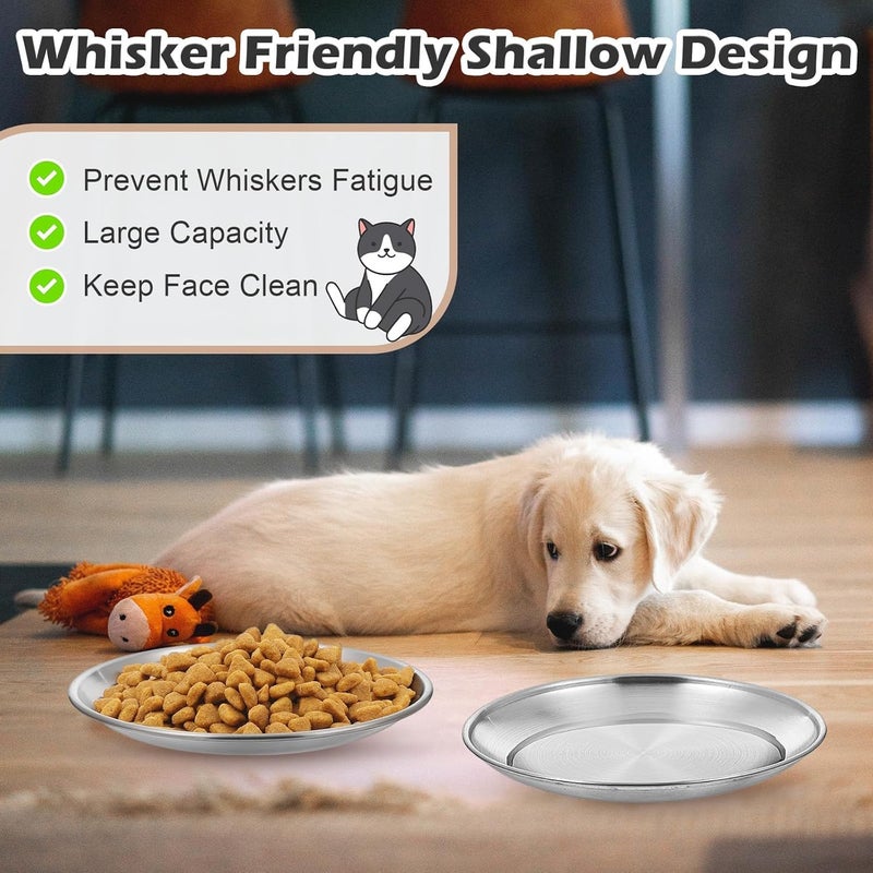 KASTWAVE Global upgraded practical design Stainless Steel Cat Food Bowls, 2 Pcs Whisker Friendly Wide Shallow Dish 17cm, Prevents Whisker Fatigue for Indoor Cats, Unbreakable for Wet and Dry Food, Ideal for Eid Gift Fine detail - Image 5