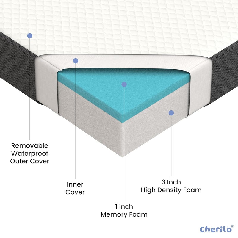 Cherilo Cherilo Memory Foam Baby Mattress for 0 to 2 Years Mattress for Baby Crib Cot Bassinet Waterproof Breathable Fabric 1 Year Warranty 48 x 24 x 4 Pack of 1 - Image 4