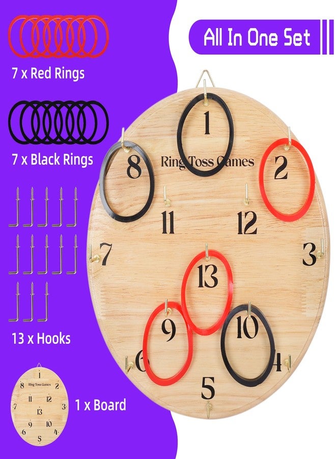Offelec Wooden Wall Hanging Ring Toss Game for Adults & Kids - Indoor & Outdoor Games for Family and Friends, Home, Beach, Party, Camping and Yard Games, Gifts for Men and Women - Image 2