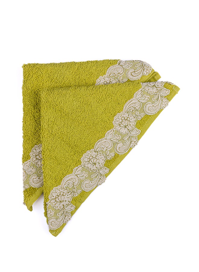 Notte Bianca Light Green 5 Pc Towel Set With Italian  Lace 1Mat 70X50 For The Floor +2 Face 30X30+1 Hand 40X80+1 Bath 60X130 Soft  Excellentabsorbing  Made In Italy Its Good As A Gift As Well - Image 4