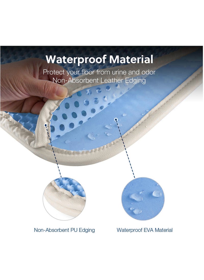 MileMelo Double Layer Design Waterproof Washable  Cat Litter Mat,Litter Trapping Mat for Cat Sand Litter Box Honeycomb Pet Bed Blue 30*45cm  - Image 3