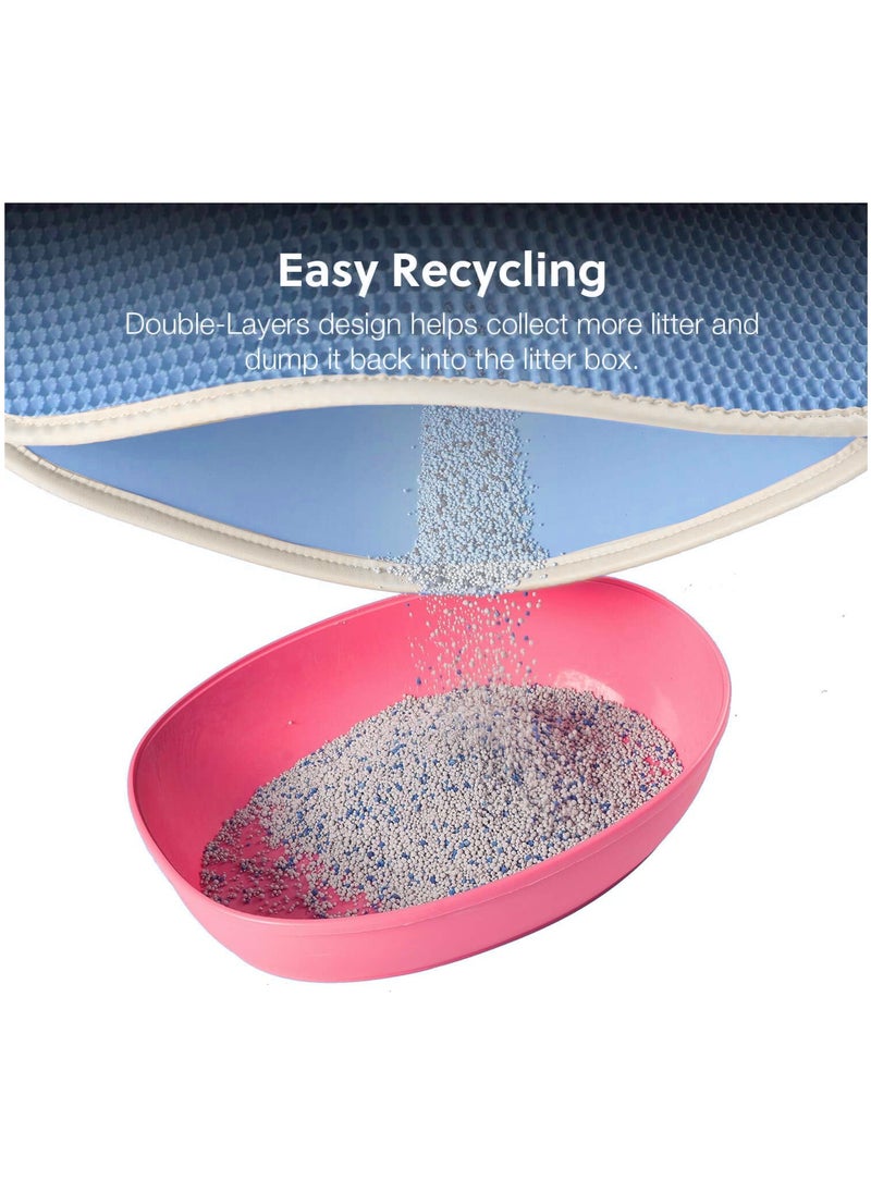 MileMelo Double Layer Design Waterproof Washable  Cat Litter Mat,Litter Trapping Mat for Cat Sand Litter Box Honeycomb Pet Bed Blue 30*45cm  - Image 4