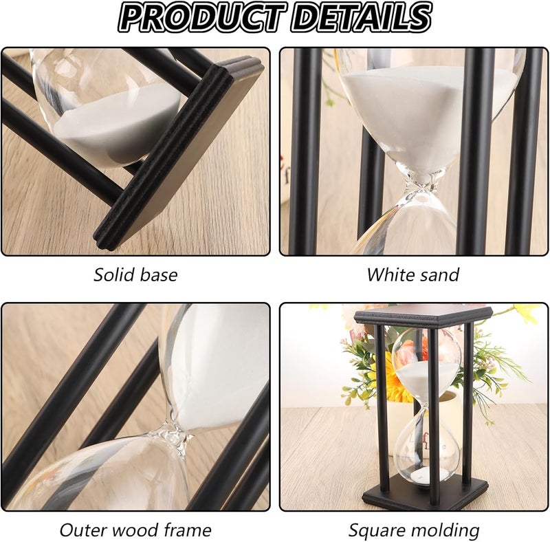 MIVIDE Hourglass Set, Decorative Hourglass 30 60 Minutes, Large Hourglass Timer, Wooden Frame, Hourglass Set for Children, Gifts, Kitchen, Office, Home Decor, Game Timing - Image 3
