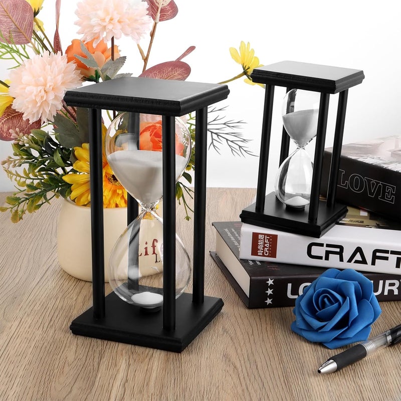 MIVIDE Hourglass Set, Decorative Hourglass 30 60 Minutes, Large Hourglass Timer, Wooden Frame, Hourglass Set for Children, Gifts, Kitchen, Office, Home Decor, Game Timing - Image 5