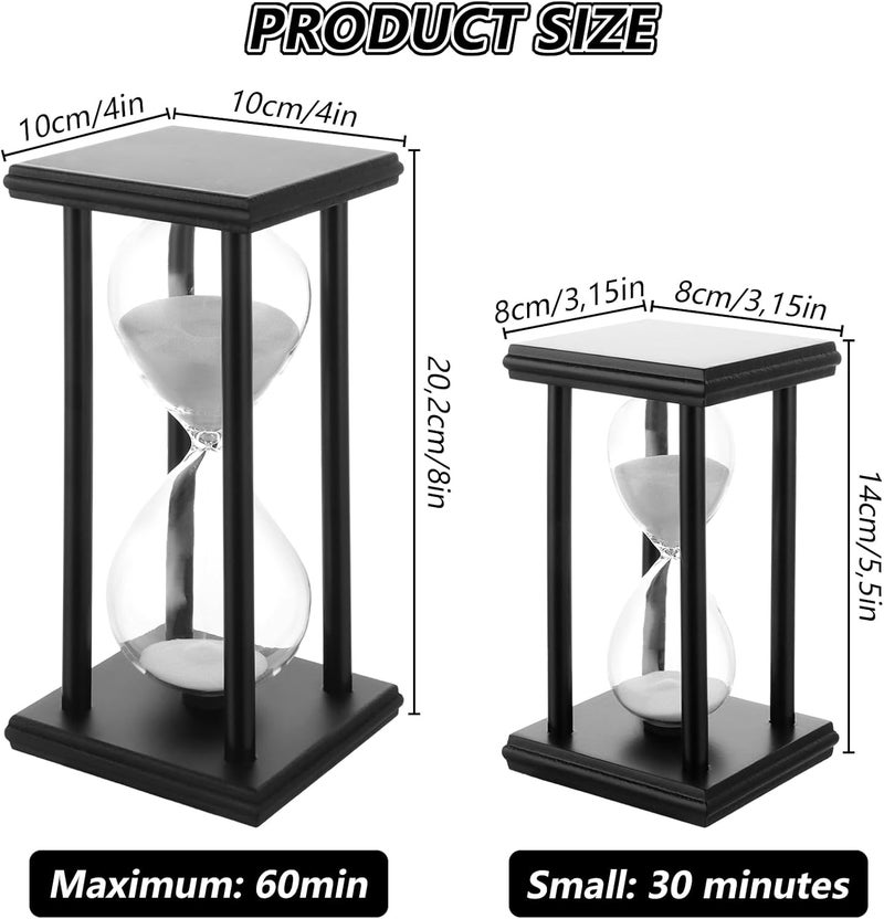 MIVIDE Hourglass Set, Decorative Hourglass 30 60 Minutes, Large Hourglass Timer, Wooden Frame, Hourglass Set for Children, Gifts, Kitchen, Office, Home Decor, Game Timing - Image 2