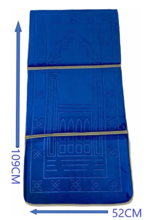 Foldable prayer mat and backrest, blue, 109 x 52 cm - Image 2